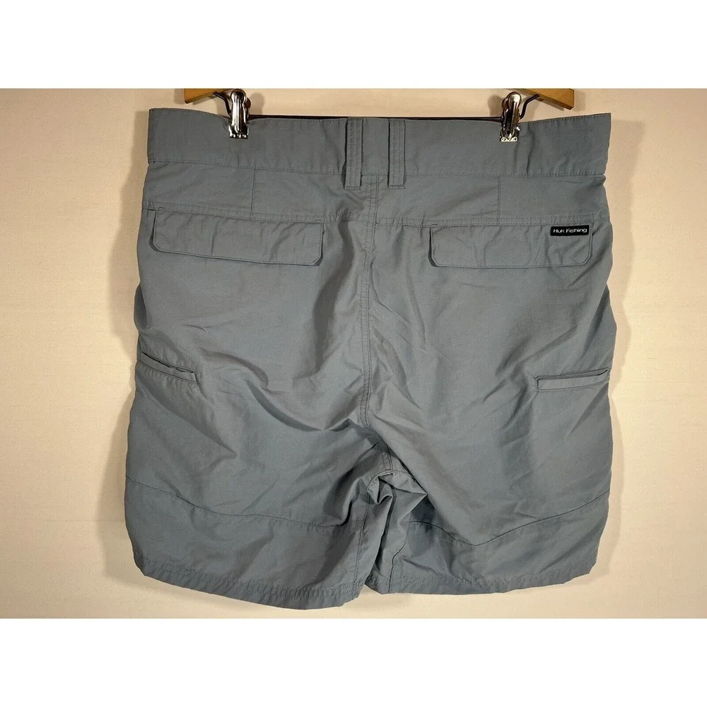 Huk Fishing Shorts Mens 2XL Blue Performance Flat Front Outdoor Angler